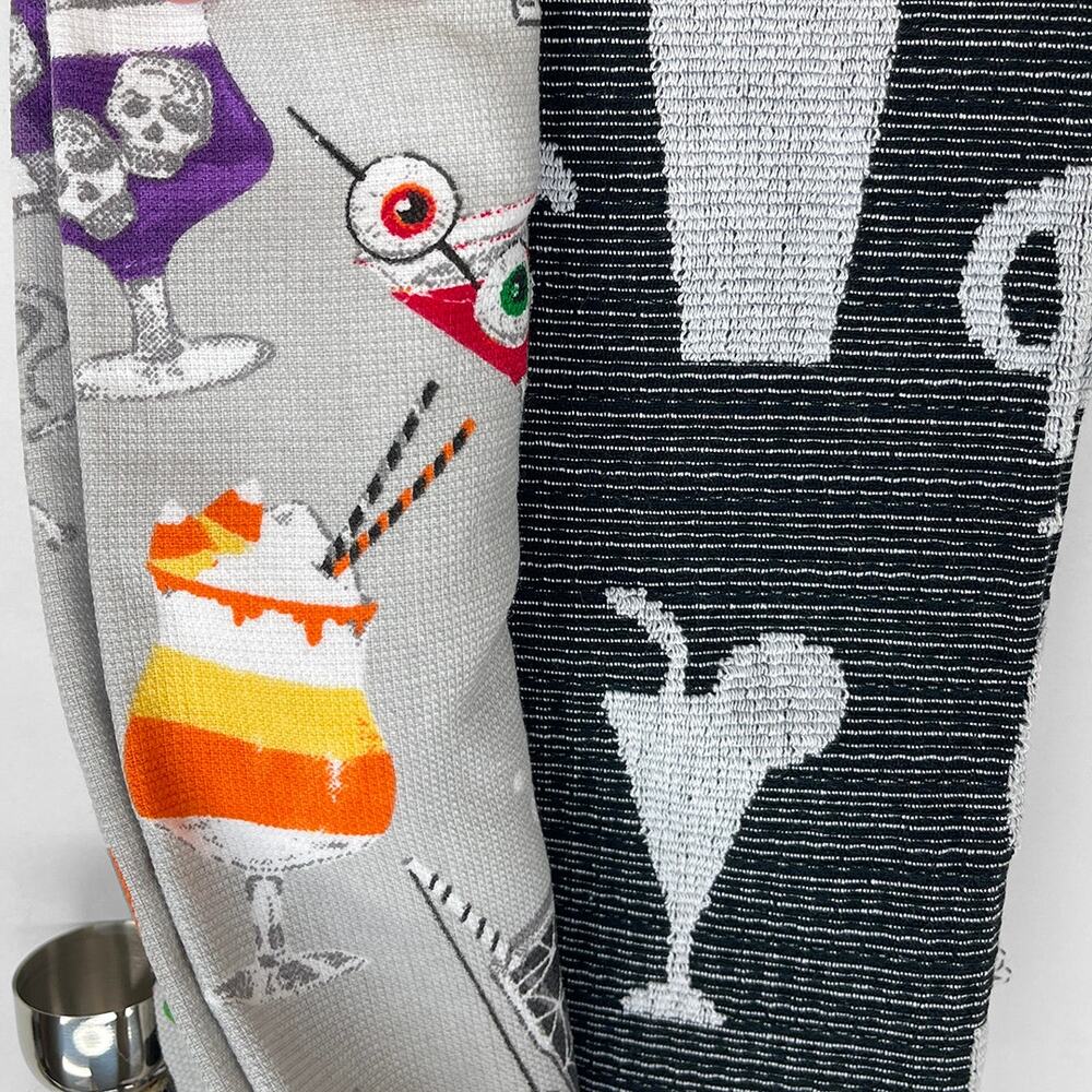 Cupcakes & Cashmere Creepy Cocktail Halloween Kitchen Towels 3-Pc with Jigger - Picture 4 of 6